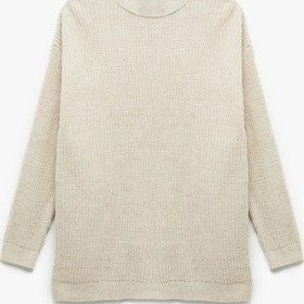 Resim Koton Uzun Kollu Dik Yaka Oversize Örgü Kazak Bej 6wak90030ht Ekru 