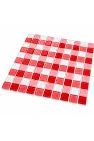 Resim maycollection Pembe Kırmızı Beyaz 4 Mm Kristal Cam Mozaik (1 M2 ) 1 Kutu = 1 M2 Fiyatıdır 