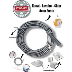 Resim Premium Klozet Lavabo Gider Açıcı 5 Metre 9 Mm Özel Uç Aparatlı Kanal Susta + Eldiven 