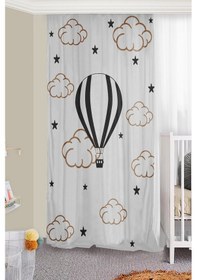 Resim Bulutlu Balonlu Çift Kanatlı Çocuk Odası Fon Perde 