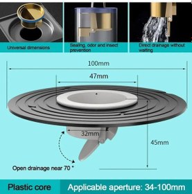 Resim 1 Adet Hızlı Drenaj Zemin Drenaj Lavabo Süzgeci Shobackgeri Akış Önleyici Black-plastic Core 
