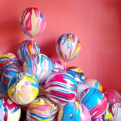 Resim 15 adet Gökkuşağı Bağlama Dye Mermer Agat Lateks Balon, 12 İnç Döngüler Parti, Doğum Günü, Bekar Parti ve Çok Renkli Temalı Kutlamalar, Eğlenceli Hipiler Dekorasyonlar, Kutlama Aksesuarları | Canlı Parti Dekoru | Dayanıklı Emülsiyon Balonlar, Hipiler Parti Dekorasyonu 