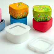Resim Küçük Kare Kavanoz Yuvarlak Kavanoz Kil Silikon Kalıp, DIY Çimento Küçük Bardak Kapaklı Depolama Kavanoz Reçine Kristal Reçine Kalıbı, Yaratıcı Alçı Mum Bardak Mum Tutucu Dekorasyon Kalıbı 