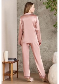 Resim Pierre Cardin Saten Biyeli Pijama Takımı 1200 Brandy Bronz 
