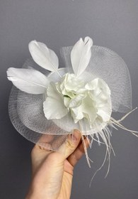 Resim Genel Markalar Gelin Aksesuar Beyaz Ortanca Çiçekli Vualet Parti Ve Nikah Şapkası Saç Aksesuarı 