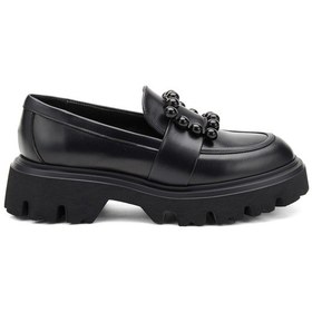 Resim Oxford/ayakkabı Kadın 85l2 Frau Seta Chunky Mocassin Nero Siyah 