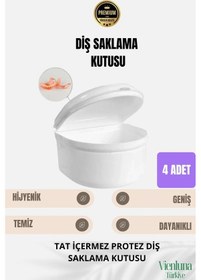 Resim Yüksek Kalite Uzun Ömürlü Plastik Hijyenik Tat I Çermez Protez Diş Saklama Kutusu Geniş Boy 4 Adet 