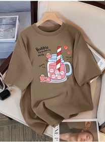 Resim Teekossc Çilek Baskılı Kadın T-shirt - Yazlık Pamuk Spor Tişörtmor Mor 