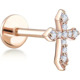 Resim 0.06 ct Haç Pırlanta Piercing 