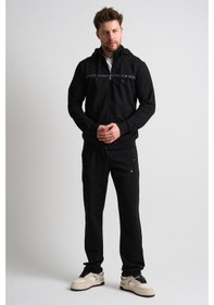 Resim Shooter Sportswear Shooter Klasik Erkek Eşofman Takımı Çıkartılabilir Kapüşonlu Rahat Kalıp Siyah 