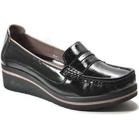 Resim Beety 23bk01 Deri Rugan Siyah Loafer Günlük Kadın Ayakkabı Siyah 