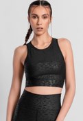 Resim Superstacy Roise Damla Desenli Siyah Spor Bra 