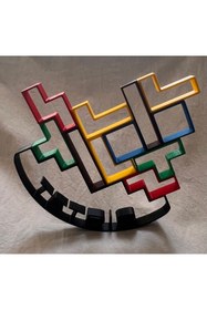 Resim atabay 3D Baskı Tetris Masaüstü Dekor & Denge Oyunu – Renkli Eğlencelik Tasarım 