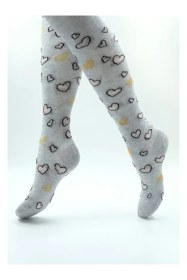 Resim Veraye Socks Kız Külotlu Çorap Simli Kalpli Desen Pamuklu Penye 3'lü Mavi-gri-siyah 