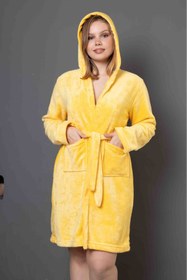 Resim mervemoda KADIN SARI ULTRASOFT PELİUŞ SABAHLIK 
