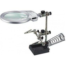 Resim Mg16129-b Masaüstü Işıklı Büyüteç Yardımcı El Lehimleme Standı 130mm 