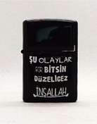 Resim ATA TANITIM Zippo Tipi Benzinli Klasik Çakmak, "Şu Olaylar Bir Bitsin Düzelicez İnşallah" Mottolu 