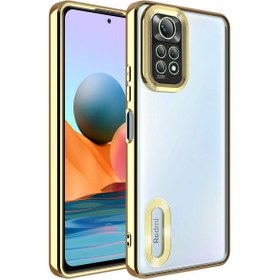 Resim Fibaks Redmi Note 11 Pro/12 Pro 4G Kılıf Kamera Lens Korumalı Şeffaf Renkli Logo Gösteren Parlak Gold 