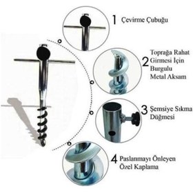 Resim Burgulu Metal Sıkma Aparatlı Plaj Şemsiye Kazığı 40 Cm Çok Renkli 