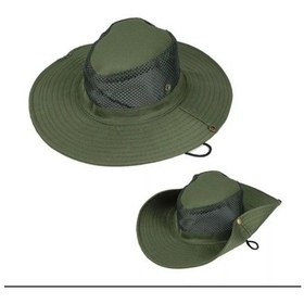 Resim Reva Snap Düğmeli Yürüyüş Ve Avcılık Panama Şapkası Fileli Unisex Haki 