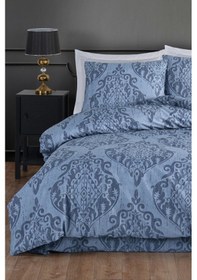 Resim Kolay Ütülenir Nevresim Takımı Tek Kişilik Hitit Kombin Mavi Mavi 