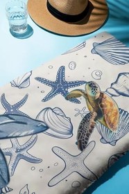 Resim Dijital Baskı Plaj Deniz Havlusu Kaplumbağa Desenli Peştamal HVL0213 