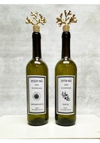 Resim Altın Mercan Mantar Tıpalı 750ml Yeşil Şişe Etiketli Yağlık Yağda 