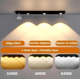 Resim 40cm Harekete Duyarlı led İnsan Vücudu Sensörlü Usb Sarj Taşınabilir Kablosuz Mutfak Elbise Dolabı Merdiven Led Cabinet Gece Lambası (1 ADET 40CM) 