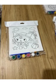 Resim 20x20 Cm Çocuk Tuval Seti 6 Lı Boya Ve Fırça Dahil 