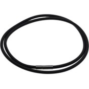 Resim Basto 2x 3mm Siyah Kauçuk Kolye Halat Zinciri Bakır Toka Takı Bulguları 55CM (Yurt Dışından) 