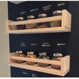 Resim Ahşap Kitaplık Mutfak Rafı 2 Adet Duvar Rafı Baharatlık Banyo Rafı Doğal 
