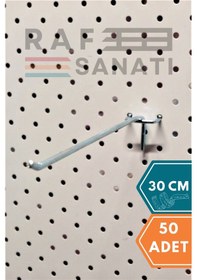 Resim Fon Kancası Delikli Pano Kancası 30 Cm - Askı Kanca Raf Askısı Raf Aksesuar Tel Askı Raf Kancası 50 Adet 