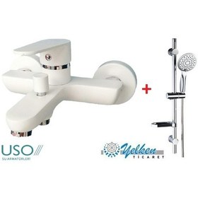 Resim Banyo Bataryası Beyaz Gövde Krom Başlık Lüx Ürün Ua-523 + Selena Beyaz 