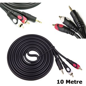 Resim 10M Stereo To 2 Rca Ses Kablosu - Özel Bakır Seri - 10 Metre 