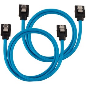 Resim CORSAIR CC-8900255 Premium Sleeved SATA 6Gbps 60cm Cable — Blue 