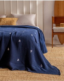 Resim Madame Coco Riva Çift Kişilik %100 Pamuk Yatak Örtüsü - Lacivert 8684427210420 Lacivert 