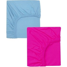 Resim 2 Adet Pamuklu Ve Lastikli 60 X 120 Cm Penye Bebek Çarşaf-fuşya-mavi 