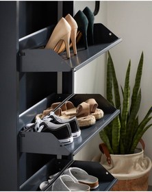 Resim Üçlü Metal Ayakkabılık Premium Siyah Siyah 