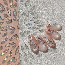 Resim 1 Adet Holografik Yaprak & Çiçek Yaprağı Tırnak Sanatı Stickerları - Kendinden Yapışkanlı, Işıltılı İridiscent Tasarım, DIY Manikür ve Yaratıcı Tırnak Dekoru için Mükemmel, Peri İlhamlı Stickerlar, Plastik Yapı 