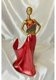 Resim Kırmızı Modern Bayan Şaraplık Kadın Led Işıklı Şişesi İle Beraber 