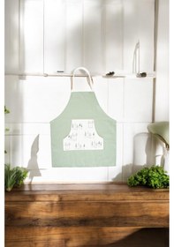 Resim Çeyizlik Hediyelik Baskılı Dekoratif Keten Peçeteli Mutfak Önlüğü Hrym-03yeşilç Yeşil 