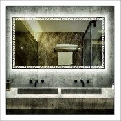 Resim Dnr-Mirror50xDnr-Mirror 70 cm Beyaz Ledli Tasarım Kumlamalı Banyo Aynası Makyaj Aynası Işıklı Ayna 