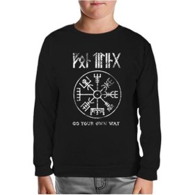 Resim Vikings - Kuzey Pusulası Siyah Çocuk Sweatshirt 