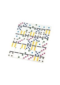 Resim Lüks Metal Kutulu Dayanıklı Melamin Renkli Domino Oyunu Zeka Oyun Seti 28 Parça 6 Çift 