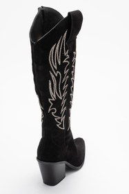 Resim Dericlub Kadın Yüksek Topuk Western Çizme Gerçek Süet Deri ZY 1614 