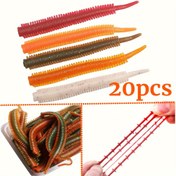 Resim 20 adet Yumuşak Plastik Balıkçılık Yemleri - Bionic Solucan Yem İğne Kuyruğu Tasarımı ile, Sualtı Balıkçılığı için Yüzen Yüzey Yapay Yem, Çeşitli Renkler (Kırmızı, Turuncu, Beyaz, Yeşil, Kahverengi), Balıkçılık Yem, Doğal Görünüm, Dayanıklı Yapı 
