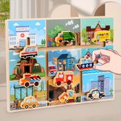 Resim 2 Yaş ve Üzeri Çocuklar İçin Eğitici Araç Sahne Konumlandırma Oyunu - Geri Dönüştürülmüş Ahşap Parkur Oyuncak, İtfaiye Arabaları, Ambulans & Şehir Manzarası - Bilişsel Öğrenme Oyuncak, Doğum Günü & Okula Dönüş Hediyesi, Araba Oyuncak, Hayal Gücüyle Oynama, Canlı Resimler 