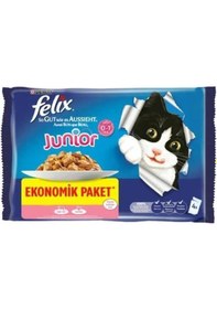 Resim Felix Sığır Etli ve Tavuklu Yaş Kedi Konserve Mama 4 x 85 G 