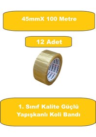 Resim Homdep Koli Bandı 45mmx100 Metre Lüks Bant Güçlü Yapışkanlı Şeffaf Koli Bandı Bant 12 Adet 12 