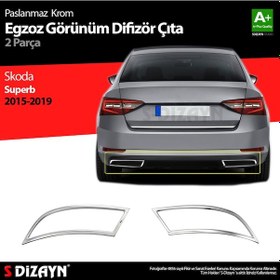 Resim S-Dizayn Skoda Superb Krom Egzoz Çıkışı 2 Parça 2015-2019 